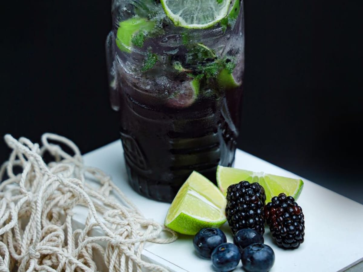 Blueberry Mojito Mocktail — alcohol-free
